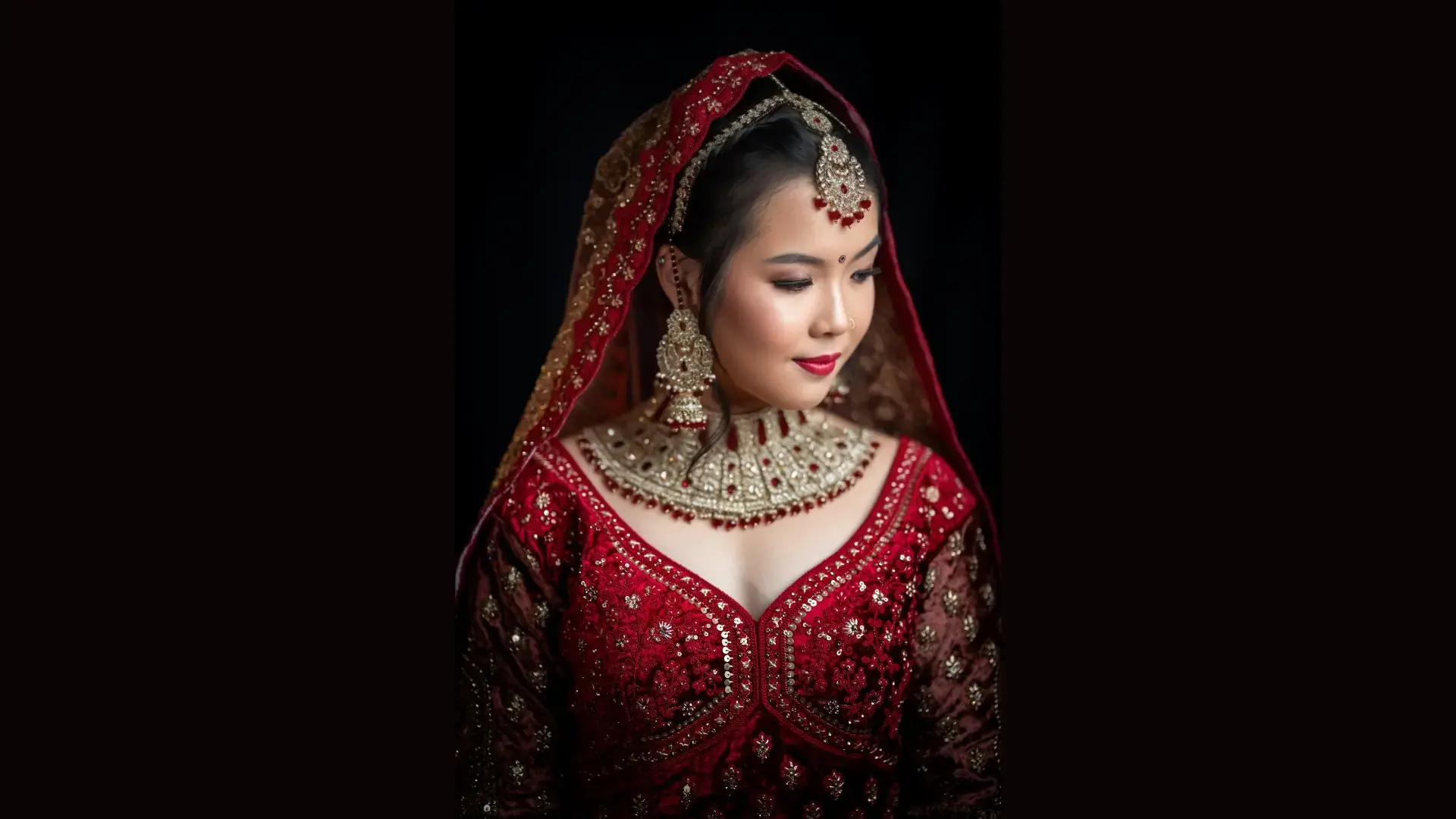 Bridal jewelry set with maang tikka and necklace for Singapore weddings