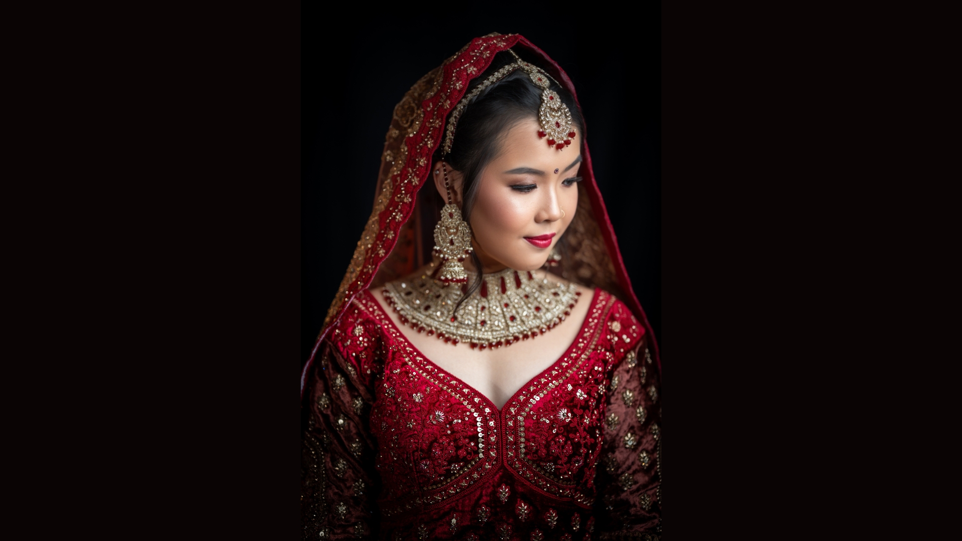 Bridal jewelry set with maang tikka and necklace for Singapore weddings