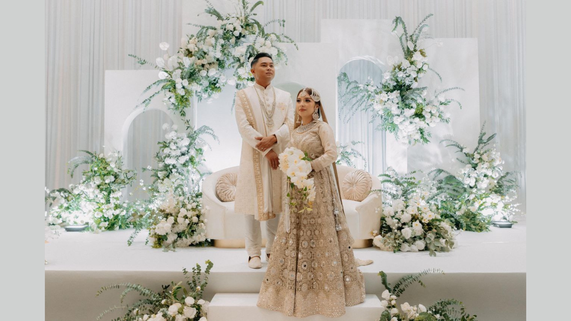 Royal blue matching lehenga and sherwani for modern South Asian weddings