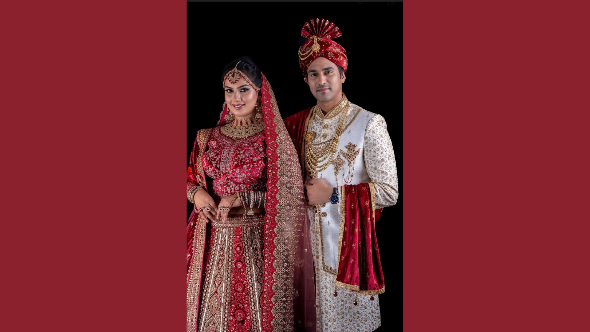 Mint green coordinated fusion wear for stylish wedding couples