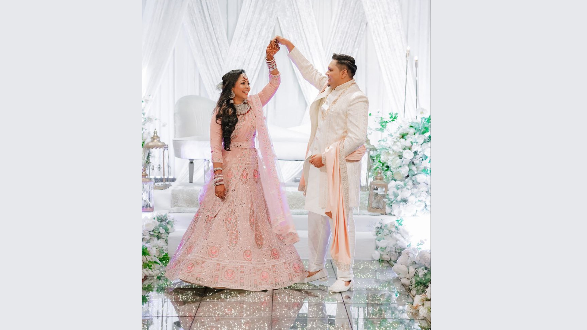 Emerald green coordinated bridal wear with traditional craftsmanship