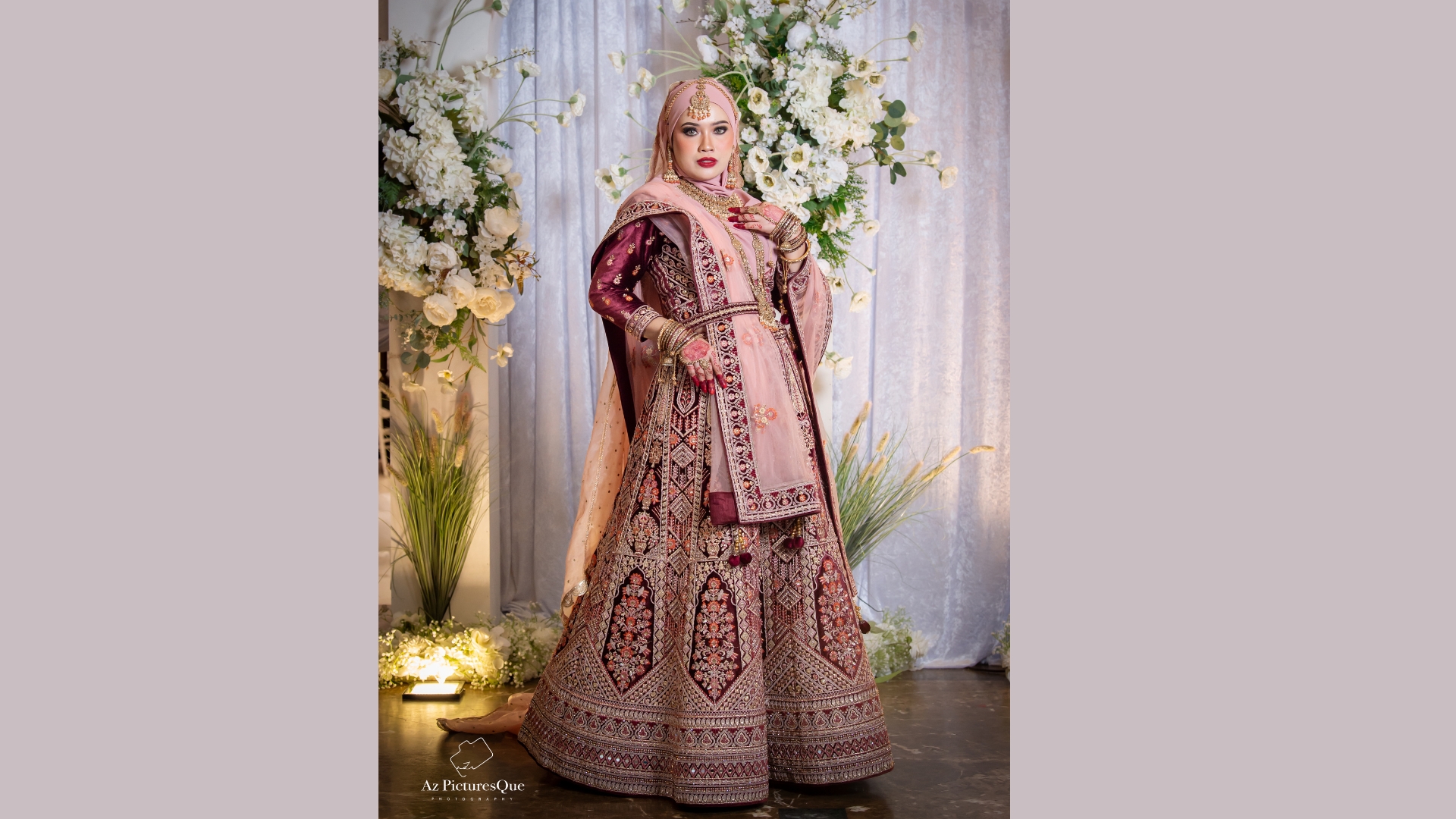 Royal blue velvet bridal lehenga with intricate zardozi work