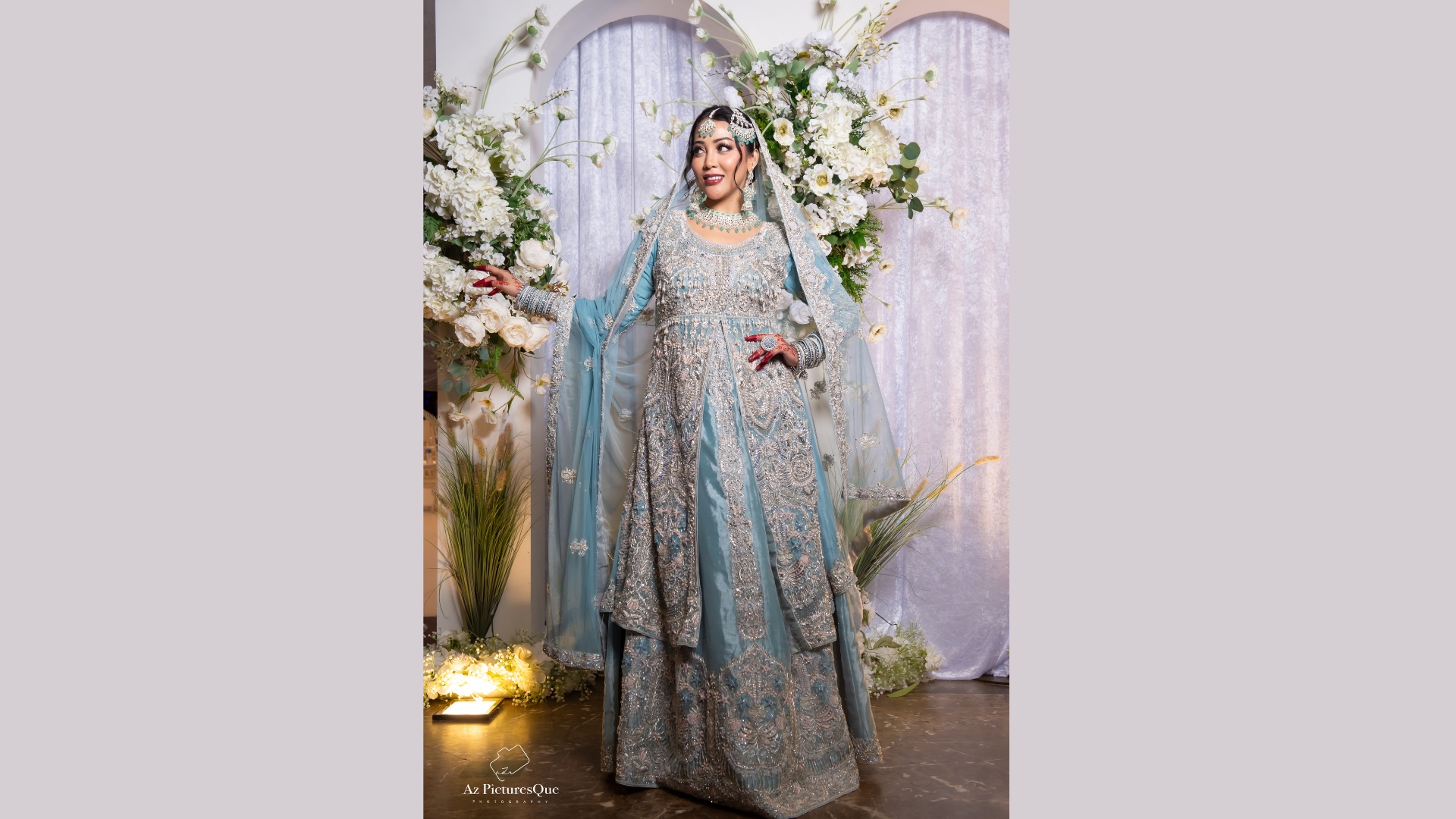 Peach embroidered bridal lehenga with delicate stone work