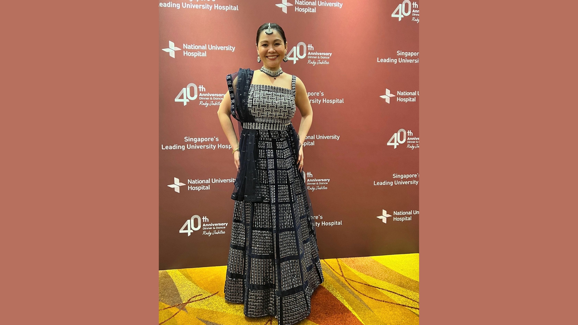 Orange and gold sangeet lehenga for dance performances and parties
