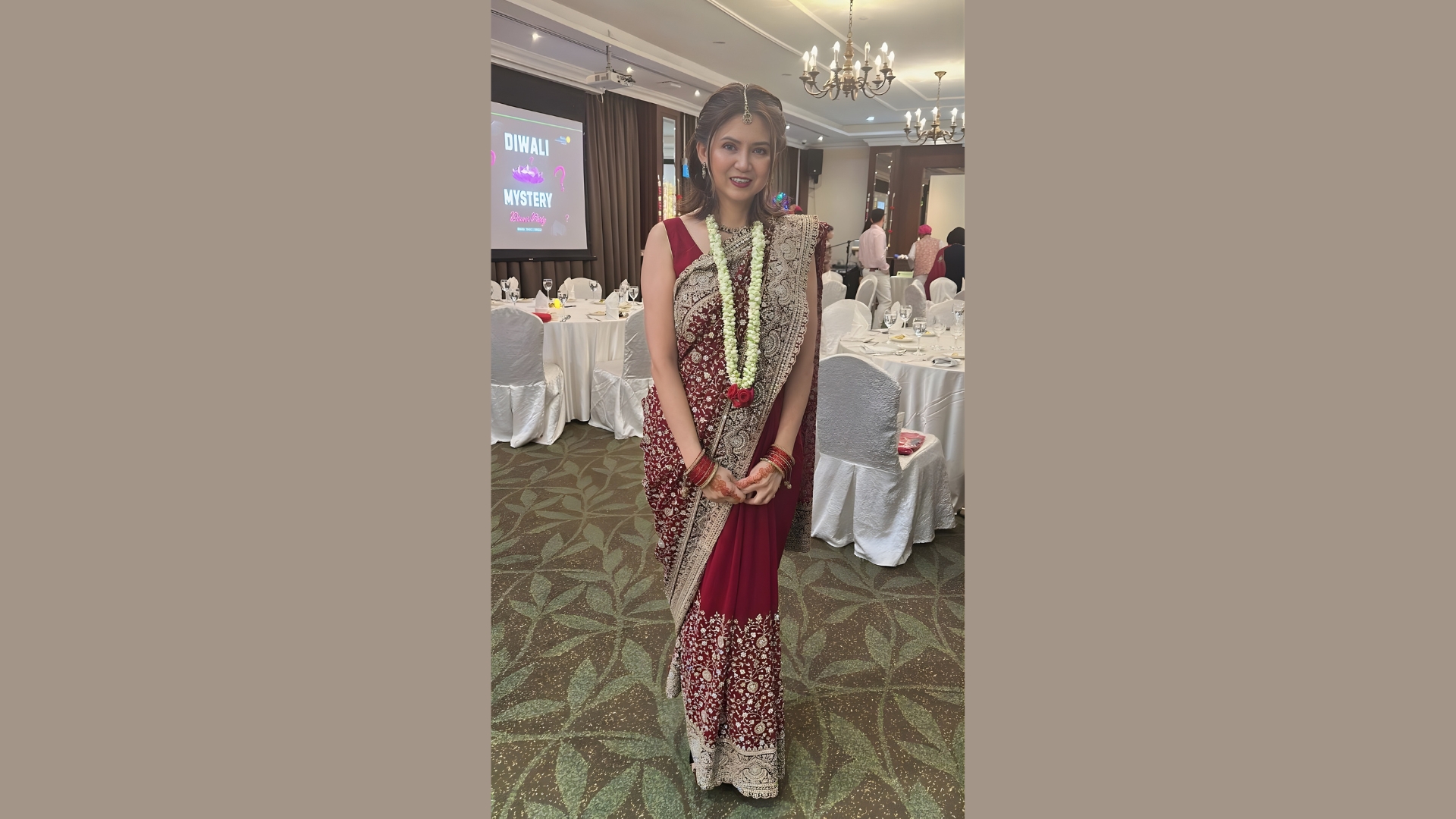 Silk saree with gold border for traditional Singapore celebrations